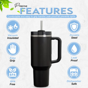 Matte Black Stanley Style Tumbler 40oz